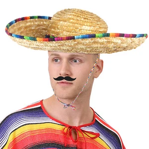 Mexican Sombrero Hat Adults 18" Straw Sombrero for Fiesta Cinco De Mayo Party - Picture 1 of 9