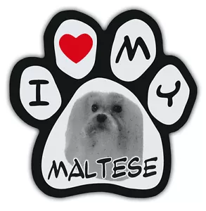 Patas de imagen | Imanes en forma de pata de perro: I LOVE MY MALTESE | Imán de coche - Imagen 1 de 1