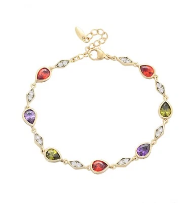 Pulsera colorida piedra circonita de lujo chapada en oro de 14k Foto 1 de 4