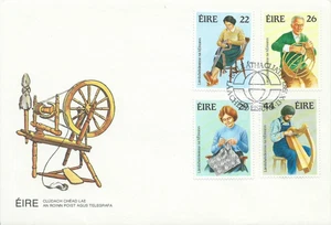 Ireland Irish Handcrafts 1983 FDC Weaving Basketmaking Crochet Harp Ron Mercer - Picture 1 of 3