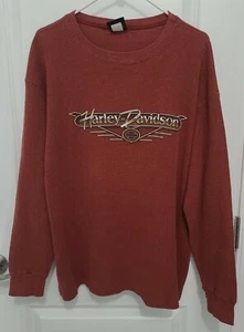 Harley Davidson Marietta Cycle Center Marietta, OH Lg Long-John Shirt Brown - Picture 1 of 5
