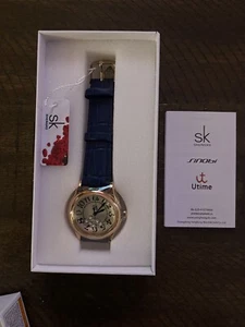 Sk Shengke Womens Blue Leather Band Watch - Picture 1 of 2