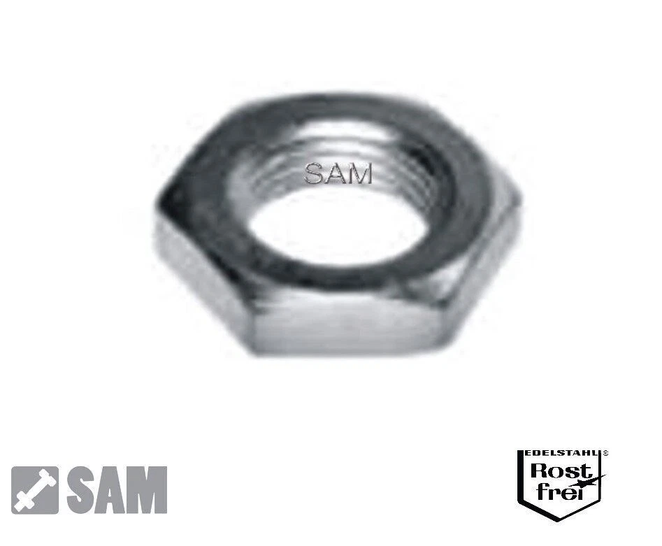 10 Sechskantmuttern niedrig DIN 439 V2A 3/8"-24 UNF Zollgewinde hex lock nuts - Bild 1 von 1