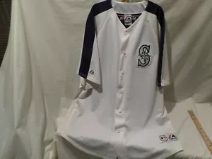 "SEATTLE MARINERS" VINTAGE WHITE/NAVY MESH JERSEY MEN'S XL - MAJESTIC - Picture 1 of 7