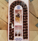 Collier en tissu coréen, épingle, boucles d'oreilles perles marron filées à la main vintage - grange chicée