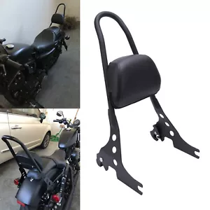 Black Detachable Sissy Bar Backrest Fits For Harley Sportster 883 1200 2004-2022 - Foto 1 di 12