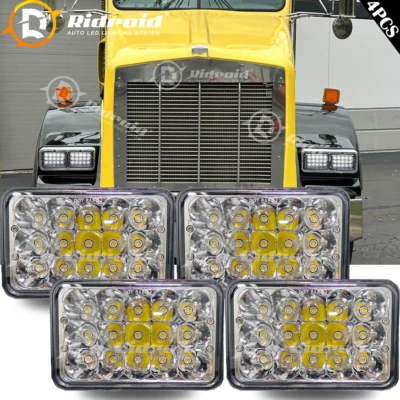 Brightest 4PCS 4x6" Led Headlights H4656 For Kenworth T400 T600A T800 W900 - Image 1 of 4