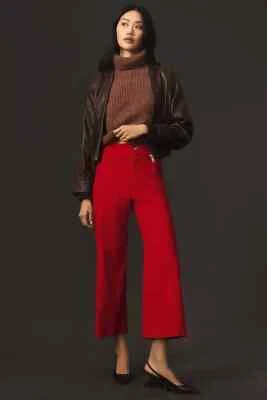 Anthropologie Maeve 27P The Colette Cropped Wide-Leg Pants Magic 27 P Red NWT - Image 1 of 4