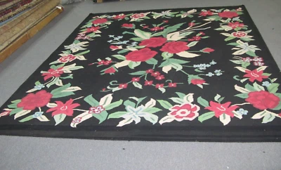 TAPETE VINTAGE FLORAL BESSARABIAN KILIM 7'6 X 9' TECIDO À MÃO LÃ EUROPÉIA - Imagem 1 de 4