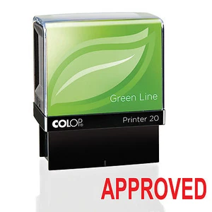 COLOP APPROVED Green line self inking rubber stamp (RED ink)  P20GLAPPROVED - Picture 1 of 1