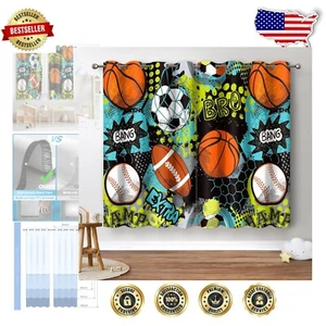 Football & Basketball-Themed Blackout Window Drapes - Perfect for Kids’ Rooms - Picture 1 of 9