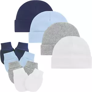 Baby Hats and Mittens Unisex Infant Beanie Caps Newborn Hospital Hat with Scratc - Picture 1 of 12
