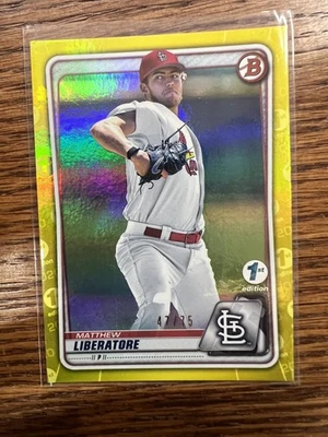 2020 Bowman Draft 1st Edition #BD-198 Matthew Liberatore Yellow #/75 - Image 1 of 2