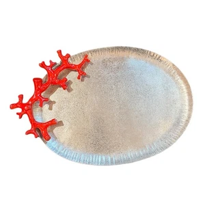 🔥Michael Aram Ocean Reef Red Coral Edelstahl Pulverbeschichtung Meeresfrüchte Platte - Bild 1 von 4