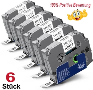 6x Schriftband TZe-231 12mm für Brother P-Touch PT-H100LB E105 H110 1000 1010 - Bild 1 von 10