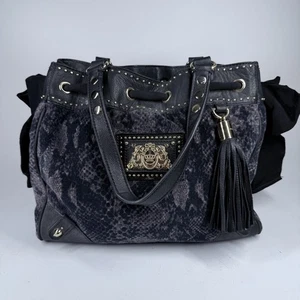 Vintage Juicy Couture Daydreamer Wild Things Black Bag Purse Tote Double Bow Y2k - Picture 1 of 22