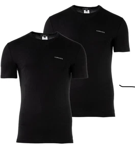 VERSACE STRETCH COTTON LOGO UNDERWEAR T SHIRT SIZE 5 LARGE  BLACK  BNWT 2 PACK - Picture 1 of 5