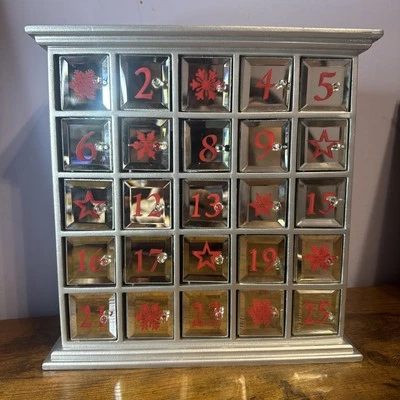 Wood Mirrored Doors 25 Day Christmas Advent Calendar Box Countdown - Image 1 of 4