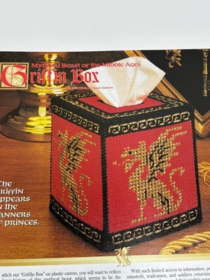 Griffin Box Plastic Canvas Pattern Pages from Magazine - Image 1 of 3