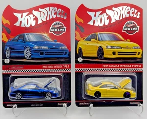 Hot Wheels Honda Integra Type R Lot of 2 Yellow, Blue with RLC rare together MOC - Picture 1 of 4