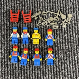 LEGOLAND Lego Town 8 Minifigure Construction / Train Workers Red Helmet Vintage - Picture 1 of 5