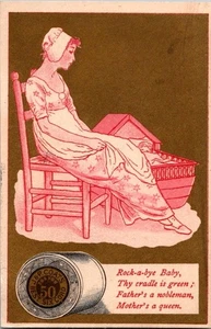 Antike viktorianische Sammelkarte - J&P Spule Baumwolle  - Bild 1 von 2