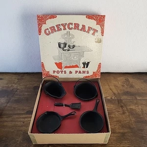 GreyCraft Mini Cast Iron Pot and Pan Set Original Box Complete NOS - Picture 1 of 4