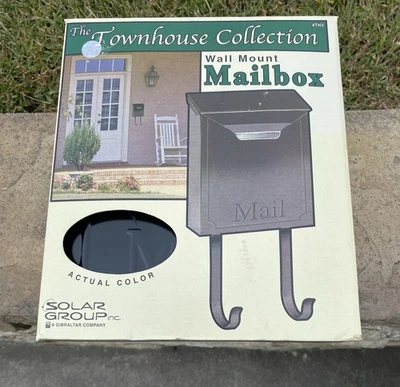 Solar Group Townhouse Collection Black Steel Wall Mount Mailbox Newspaper Hooks - Image 1 of 4
