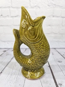 Vintage Ceramic Pottery Green Gurgle Fish Pitcher 8” USA Numbered 294 VGC! - Picture 1 of 12