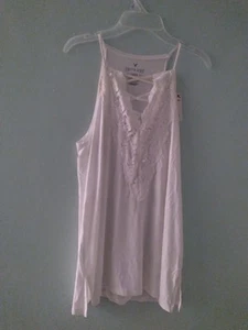 Camiseta sin mangas para mujer T.J. Maxx blanca suave y sexy encaje bordado talla pequeña - Imagen 1 de 8
