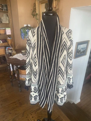 Cárdigan Calypso St. Barth Marfil Multi Boho Frente Abierto S Foto 1 de 3