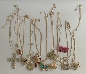 BETSEY JOHNSON rhinestone novelty pendant necklaces lot Of 10 + Bonus Earring - Picture 1 of 20