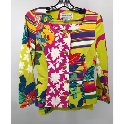 Adrienne Vittadini Vintage Bright Floral 2 Piece Skirt Suit Size 6 - Image 1 of 4
