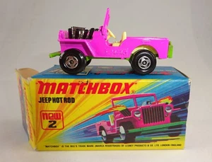 Matchbox Superfast Nº 2B Jeep Hot Rod rosa/amarillo verde excelente en caja "J" - Imagen 1 de 9