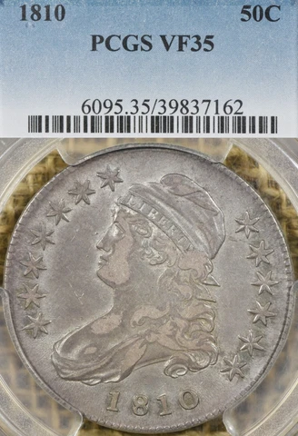 1810 50C PCGS VF35 Capped Bust Half Dollar Cover