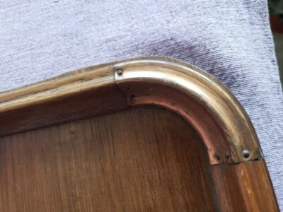 XXL 72cm Servier Tablett Mahagoni&Kupfer antik um1920 Art Déco Jugendstil PLATTE - Bild 1 von 4