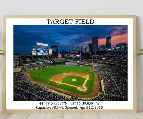 Target Field Stadium Wall Art Poster, Minnesota Twins Baseball Stadium Poster Cover