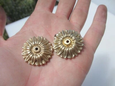 Brass Ormolu Furniture Hardware Mount French Sunflower Floral Flower - £2.50each - Image 1 of 4