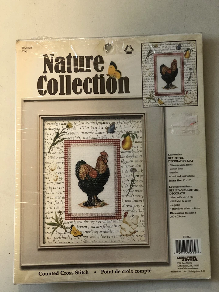 Leisure Arts Nature Collection Rooster Counted Cross Stitch Kit 115562 A1b