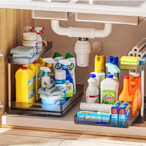 under Sink Organizers and Storage, 2 Pack Pull Out Kitchen Cabinet Organizers, 2 - Picture 1 of 7