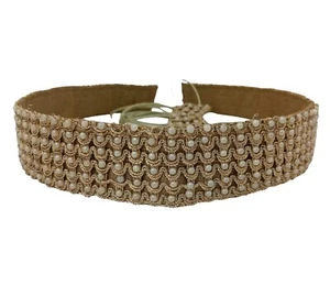 Golden Pearl Embroidered Waist Belt For Women Dresses - Picture 1 of 6