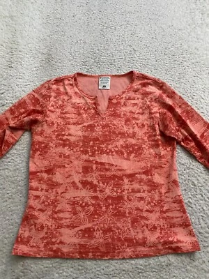 Blusa Henley Mujer Columbia Floral Manga 3/4 Naranja Talla M Foto 1 de 4
