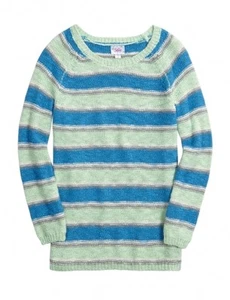 NWT Justice Girls Aqua Turquoise Metallic Stripe Pullover Sweater UPick Size NEW - Picture 1 of 1