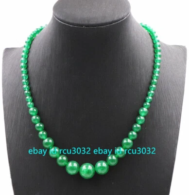 New 6-14mm Natural Green Jade Round Beads Gemstone Necklace 20" AAA+ - Image 1 of 4