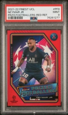 Neymar Jr. 2021-22 Topps Finest  Prized Footballers Red Refractor /5 PSA 9 PSG - Image 1 of 2