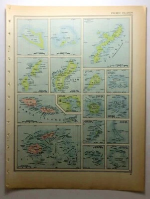 1952 Vintage PACIFIC ISLANDS Antique Atlas Map Britannica World Atlas - Image 1 of 4