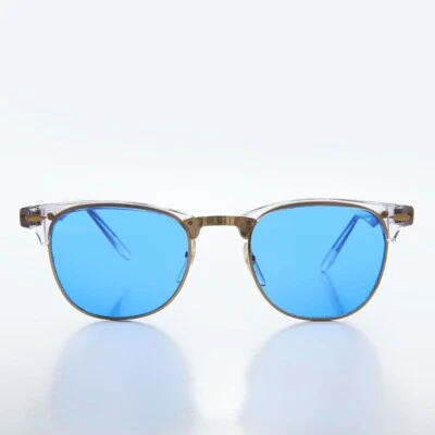 Classic Blue Half Frame Vintage Sunglasses - Nowels - Image 1 of 3