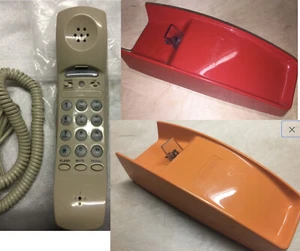 VTG 70/80s 3 pc Phone Lot*Handset WGA415770~ASH~New *Orange & Red GTE Bases - Picture 1 of 11