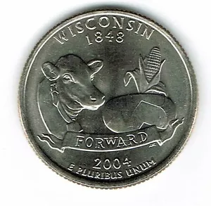 2004-D Denver Brilliant Uncirculated Wisconsin 30TH State Quarter Coin! - Picture 1 of 2