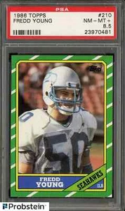 1986 Topps Football #210 Fredd Young Seattle Seahawks PSA 8.5 and bonus cards - Picture 1 of 2